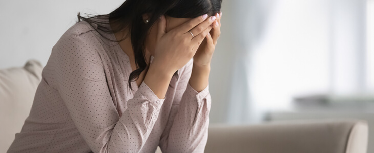 A woman in stress after a sexual assault